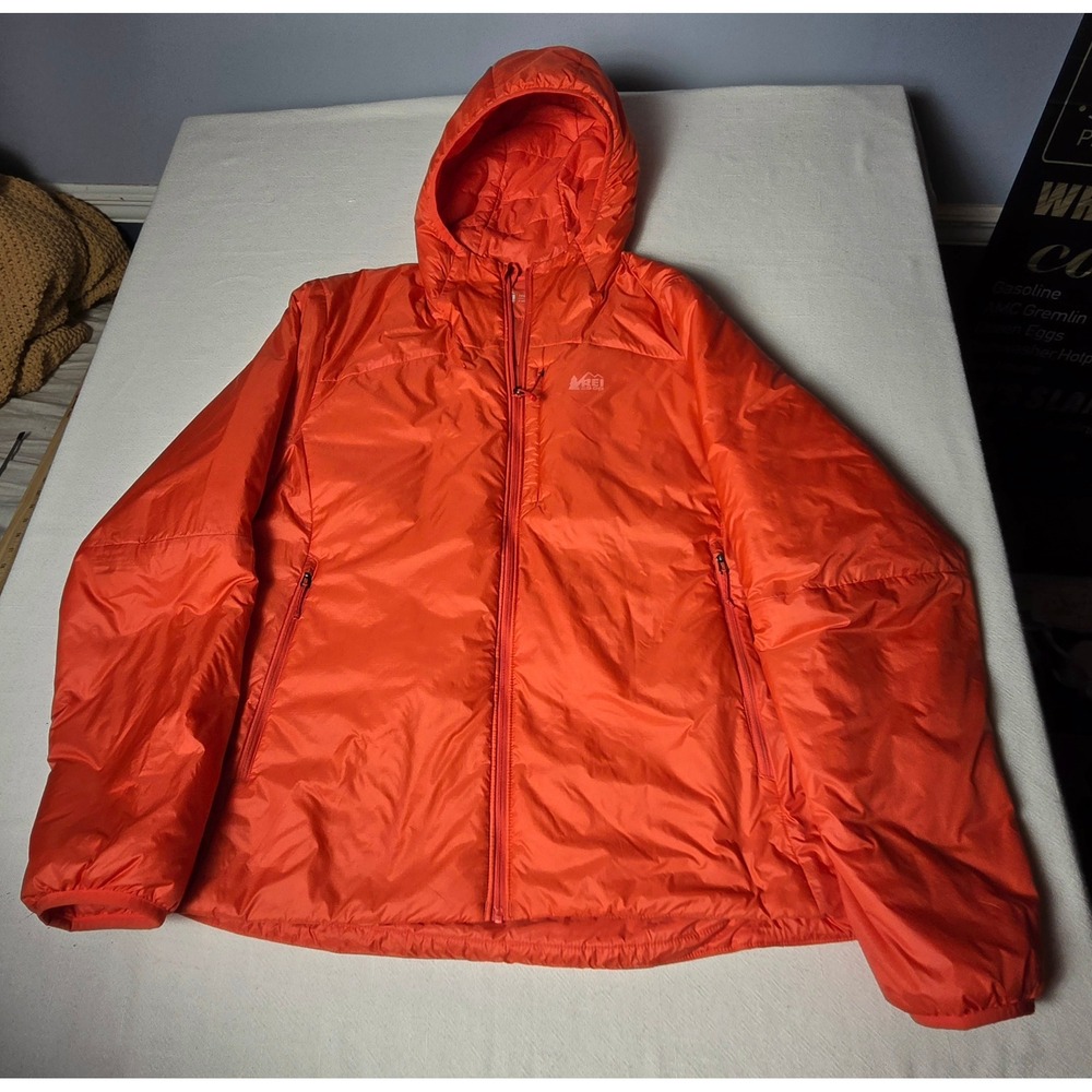 REI Co-op Womens 1XL Orange Primaloft Insulated Hooded Puffer Jacket